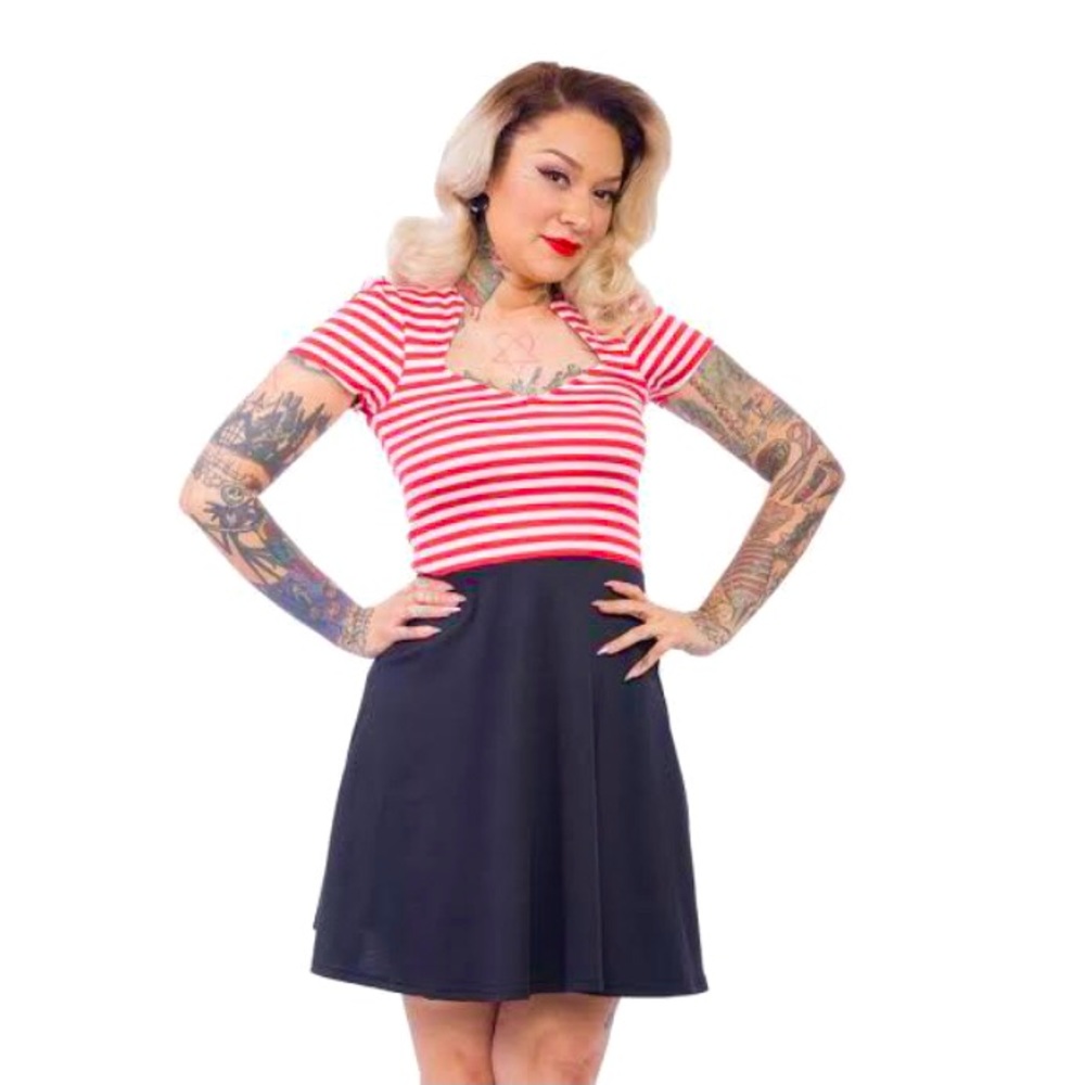 Rockabilly Striped Swing Dress